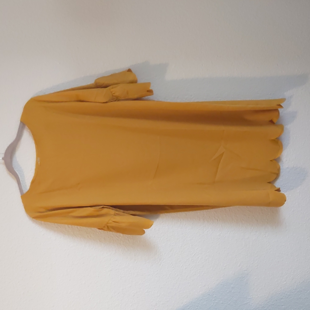 Tickled Teal Haylie Mustard Scalloped Dress Size XL